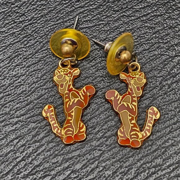 Disney AAI Tigger Vintage Dangle Stud Stamped Earrings - Picture 2 of 5